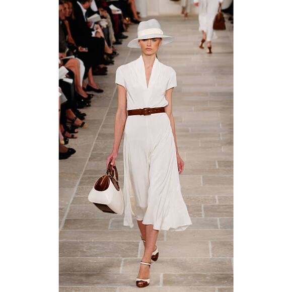 Ralph Lauren Collection Silk Dress 10 Runway 2009 White Short Sleeve Carrie SATC - Picture 12 of 16